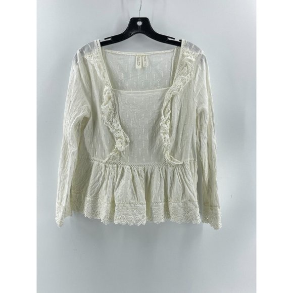 Anthropology Meadow Rue Women's Long Sleeve Crochet Boho Shirt Top Size Small - Picture 2 of 12